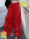 1600円OFFクーポン キッズ ダンス衣装 カーゴパンツ 子供 女の子 ガールズ 子供服 ロングパンツ おしゃれ 運動 舞台 練習 ストリート おしゃれ ステージ 普段用 日常用 赤 RaogtCYU