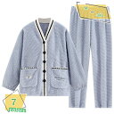 2000円OFFクーポン パジャマ レディース 長袖 綿 かわいい ルームウェア 肌に優しい 上下セット ロングパンツ 春秋 薄手 丸首 柔らか 吸汗通気 上品...