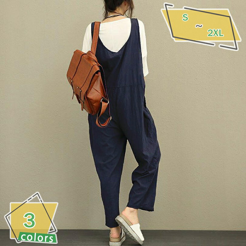 1000円OFFクーポン レディース サロペット サロペットパンツ サルエルパンツ オールインワン オーバーオール 可愛い ズボン カジュアル 大きいサイズ ゆったり 体型カバー シンプル 無地 かわいい レトロ風 春 夏 秋 RaogtCYU