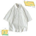 夏服 メンズ シャツ 半袖 ワイシャツ リネンシャツ プリント 大きい サイズ ゆったり 汗染み防止 かっこいい シンプル おしゃれ 通勤 通学 サマー ストリ...