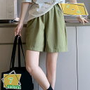1000円OFFクーポン 五分丈 ショートパンツ 短パン レディース ワイドパンツ ボトムス 薄手 ウエストゴム ポケット付き ゆったり カジュアル 夏 スポー...