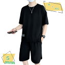 メンズ 2点セット 半袖Tシャツ ハーフパンツ ショートパンツ 上下セット ジャージ Tシャツショートパンツセット スポーツ 短パン 半パン スポーツウェア ル...