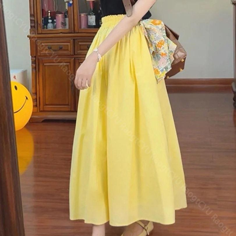 1600円OFFクーポン スカート 春 夏 秋 レディース Aライン ウエストゴム ミモレ丈 ハイウエスト 体型カバー 着痩せ ギャザー 無地 日常 オフィス 通勤 リネンライクコットン ウエストゴム ロングスカート フレアスカート ギャザースカート RaogtCYU