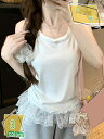 タンクトップ レディース 花柄レース ノースリーブ Tシャツ 無地 ブラウス 森ガール トップス 体型カバー 薄手 カジュアル 大きいサイズ 夏服 丸首 インナ...