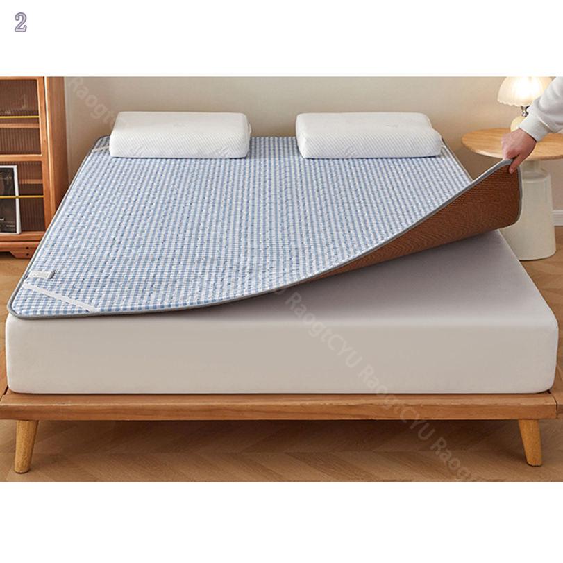 サイバーショップ01の760円OFFクーポン 両面式快眠パッド 藤涼感面＆サラサラポリエステル ズレ防止バンド オールシーズン使用 北欧フラワー柄 速乾性確保 保温力調整 抗菌防ダニ キルティング 通気性極致 ウォッシャブル 籐涼感面 四隅固定バンド付 冷房 暖房兼用 RaogtCYU｜アングル3
