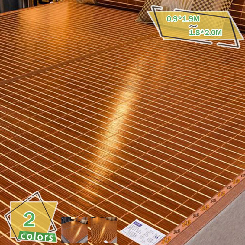 籐むしろ×アイスシルク リバーシブル敷マット 折り畳み可能 通気性極致 ソフト寝心地 四隅固定 涼感素材 夏冬兼用 洗える 和風 おしゃれ 省スペース収納 藤敷パッド セミダブル 接触冷感強化 ムレにくい 抗菌加工済 軽量 RaogtCYU