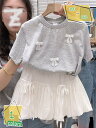 777円OFFクーポン 半袖シャツ 子供服 韓国風 キッズ 女の子 Tシャツ 女の子服 上下セット 通園服 通園 通学 トップス 半袖 スカートセット ショート...