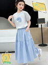 777円OFFクーポン 子供服 女の子 セットアップ 夏服 半袖トップス ロングスカート 上下セット カジュアル 子供 半袖 Tシャツ 夏着 お洒落 女児服 か...