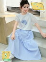 子供服 女の子 セットアップ 夏服 半袖トップス ロングスカート 上下セット カジュアル 子供 半袖 Tシャツ 夏着 お洒落 女児服 かわいい 普段着 キュロッ...