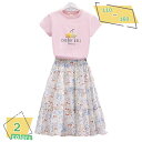 韓国子供服 女の子 夏服 ファッション 2点セット キッズ セットアップ 半袖トップス スカート カジュアル 上下セット 女の子 セットアップ お洒落 学生 通...