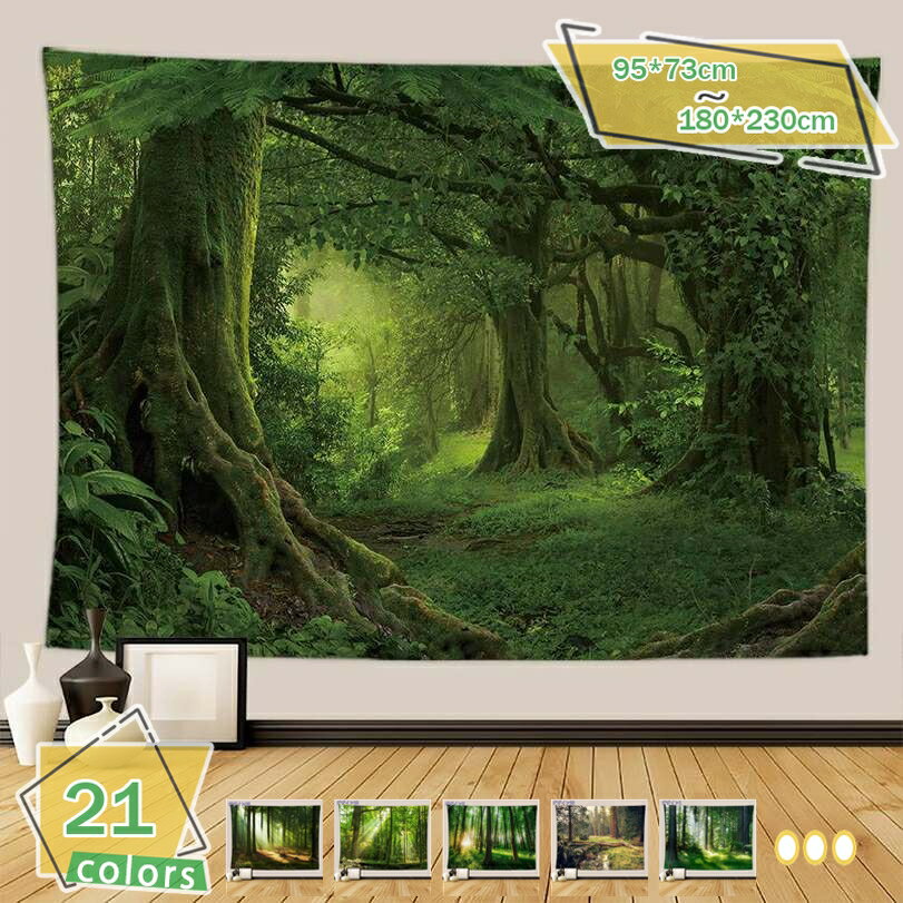300円OFFクーポン タペストリー 壁掛け 風景 夢幻自然 木漏れ日の森 撮影用 背景 間仕切りカーテン おしゃれ インテリア雑貨 大樹 ポスター 多機能壁飾り小物 自宅やお店の装飾 新居祝い 個性プレゼント 雰囲気転換 部屋改造 洗濯可能 ポリエステル製 RaogtCYU