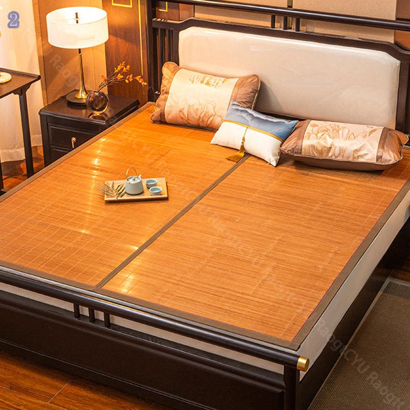 500円OFFクーポン 竹マットシーツ 涼感マット クール&保温2層構造 吸湿発熱 抗菌防臭 洗い替え簡単 ストライプ柄 節電対策 寝汗吸収 ふわふわ肌触り ホーム寮用 竹冷却マットレストッパー パッド付きサマースリーピングマット 通気性 滑り止め RaogtCYU [2]