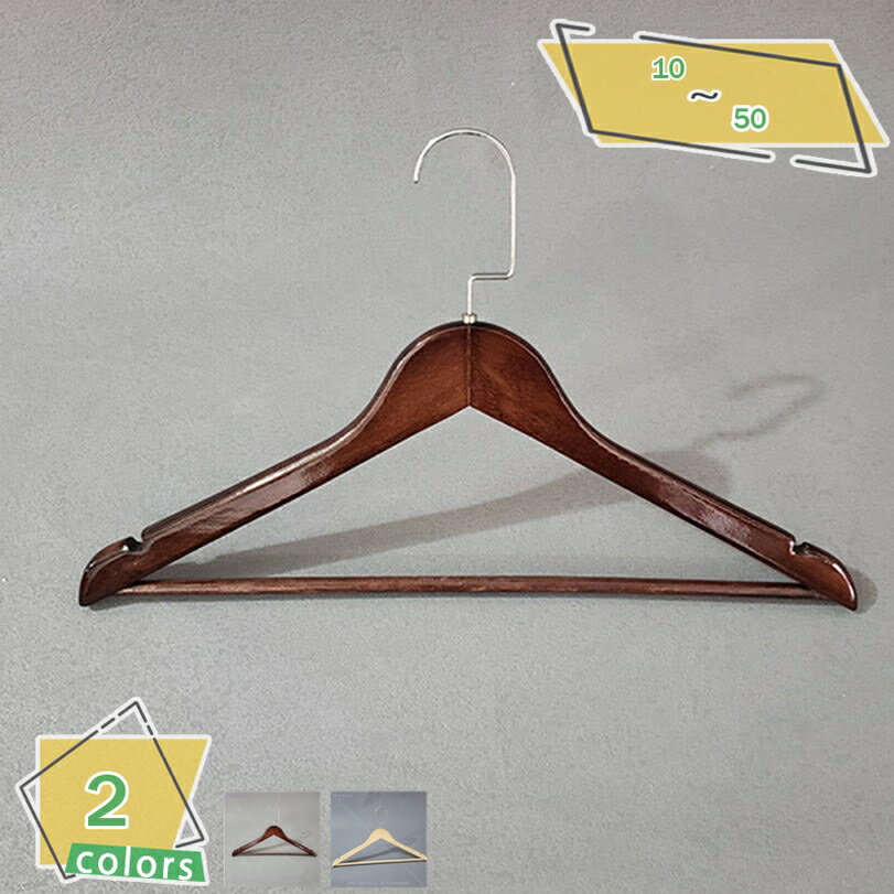 300円OFFクーポン 木製ハンガー 洋服ハンガー 10本組 衣類ハンガー 天然木 スーツ ジャケット コート 型崩れ防止 フック360度回転 ハンガー セット...