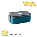 弁当箱 ランチボックス 弁当箱 1000ml 1段 大容量 おべんとう箱 ランチボックス 漏れ防止 耐衝撃 耐熱 耐冷 耐高温 保温 通勤 通学 学生 サラリーマン 箸付き 仕切り付き 保存容器 使いやすい お弁当箱 ランチボックス RaogtCYU(3)