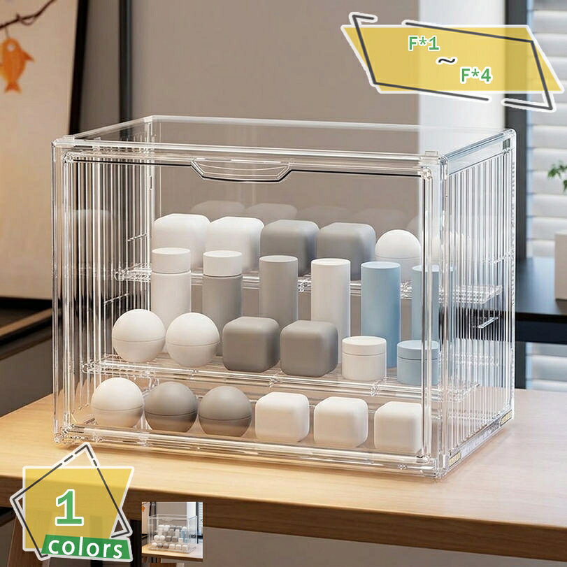 メイン素材：プラスチック★・1：サイズ説明：F*1（25.5*25*15cm，1個） F*2（25.5*25*15cm，2個） F*4（25.5*25*15cm，4個）。クリアなアクリル素材で見た目スッキリ。透明度の高いアクリルを使用しているので、中身が一目でわかり、おしゃれに展示・収納できます。★・2： 階段型の多段デザイン。前後にずれて見やすく、取り出しやすい階段型デザイン。重ねすぎず、オシャレに見せる収納が可能です。★・3：ホコリ防止で大切なコレクションを保護。カバー付きの密閉設計により、フィギュアや積み、ドールゃをホコリや汚れからしっかり守ります。★・4：アクセサリーからフィギュアまで幅広く対応。積み木やミニフィギュア、ドール、アクセサリー、化粧品、模型など、様々なアイテムの収納・展示に使えます。部屋やリビングにも。★・5：卓上にも玄関にもマルチに使える。スキンケアボトルや香水の整理にぴったり。デスク上はもちろん、玄関や洗面所など、限られたスペースを有効活用できます。★【サイズ】：幅*奥*高さ。ご購入前にサイズをご確認ください。 【階段状の段差デザイン】 階段状の段差デザインで、後ろのアイテムも見やすくスッキリと飾れます。フィギュアやブラインドボックス、香水やコスメなど、コレクションアイテムの陳列に最適です。 【展示用アクリルスタンド】 用途：透明なアクリルスタンドですので、美しく展示する作品の引き立てや商品の陳列等の販売促進に最適です。 フィギュア、アクセサリー、化粧用品など・収蔵品をオシャレに飾る・収納のアクリル製ディスプレイスタンドです！ ご自宅、ご店舗にご使用が最適です。ご商品の展示・販促にも便利にご利用頂けます。 透明、おしゃれなコ型のデザインは、色んな場合によって横置き・倒す配置様々な活用方法があります。 「見せる収納」で、お部屋のインテリアの一部としてスマート・綺麗にご利用頂けます。 マニキュアやコスメ類、香水などをすっきりオシャレにディスプレイできます。 自由に横置き・倒して、本や雑誌のカバーをとしても良いです！ 【コの字型のアクリル樹脂製ディスプレイです。】 ご自宅で収集したアクセサリーやプラモデル・フィギュアなどのコレクションの展示 、フリマアプリ・オークションの撮影小物として、店舗商品のディスプレイ台として、様々な活用ができます。 アクリル製のコ字型スタンドなので、空間が有効に使えながら安定性が高く、物を取っても置いても倒れないです。それも綺麗にスッキリ収納することが出来し展示品の位置も一目瞭然です。 透明な展示台は陳列するモノを引き立てます。サイズ違いの多種類になっていますので、陳列に立体感や奥行きを作り出せます。 食器の収納に使用すれば、食器棚の空間を利用してオシャレになります。 透明な台なので光を取り込みやすく、棚が暗くなりません。 【ご注意ください】 ★注：本商品は収納ケースのみ、図の中の飾りと小物などは含めていません。以下の用語は検索目的のためのものであり、製品の説明はありません。ディスプレイスタンド 階段型 軽量 コの字型 フィギュアスタンド 透明アクリル 展示台 ひな壇 収納棚 オフィス整理 キッチン収納にも使えるウッドラック 収納ラック 浴室 台所 卓上 オープンラック 組み立てやすい 化粧品 フィギュア 装飾品 小物収納 陳列台 高低差 立体的な展示オープンラック ナチュラル 木製 ディスプレイスタンド 化粧品 フィギュア 装飾品 小物収納 陳列台 簡単 組み立て式 卓上収納棚 多機能ディスプレイ ステージ 階段の卓上収納ラック 小物用 フィギュア 陳列台 コレクション 収納棚 ディスプレイスタンド 香水 フィギュア