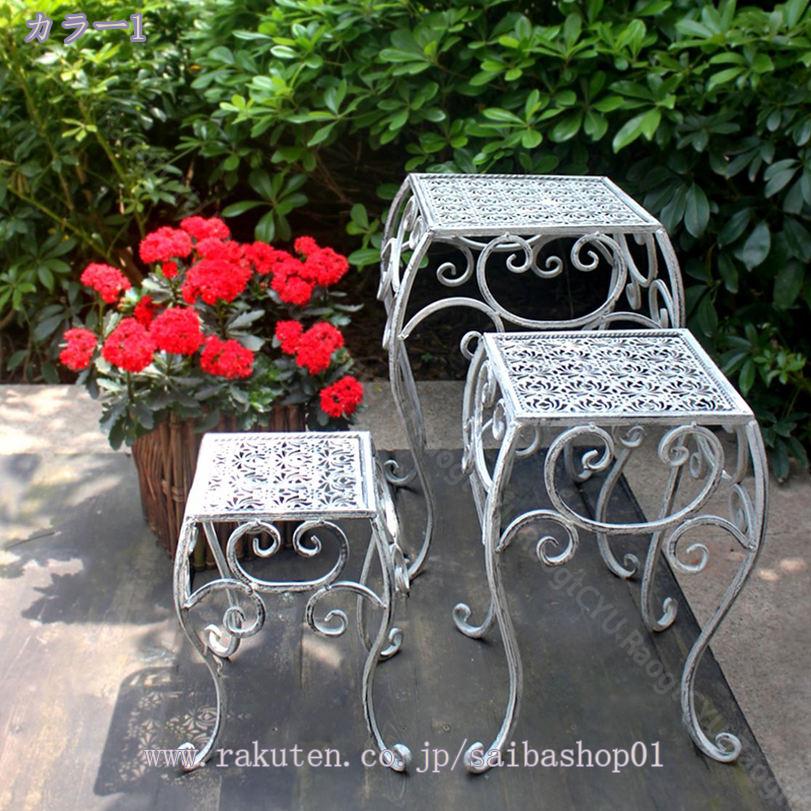 1000円OFFクーポン フラワースタンド スクエア 3個組 フラワースタンド 室内 観葉植物 棚 花台 ベランダ スタンド 植木鉢 園芸ラック ガーデンラック フラワーラック 鉢棚 花スタンド プランター フラワースタンド アイアン 盆栽棚 アンティーク調のおしゃれな RaogtCYU [3]