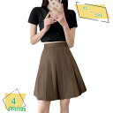 プリーツ スカート ミニ ハイウエスト 無地 Aライン かわいい レディース 裏地付き プリーツ オフイス 学生 制服 インナー付き 美脚 Aライン ミニスカー...