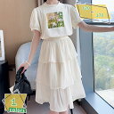 子供服 セットアップ 夏 女の子 キッズ 韓国 tシャツ スカート 2点セット 半袖tシャツ ガールズ シンプル プルオーバー 無地 Aライン フレアスカート ...