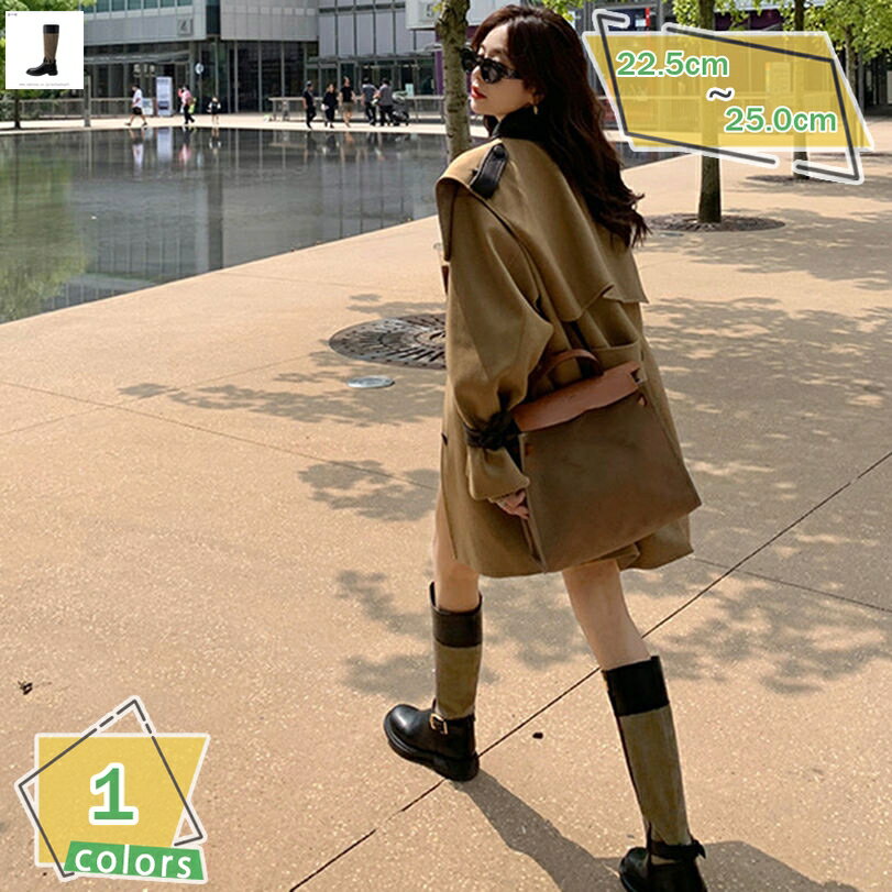 300円OFFクーポン ロングブーツ パンク風 レディース ゆったり バックル付き 太めヒール ジョッキーブ..