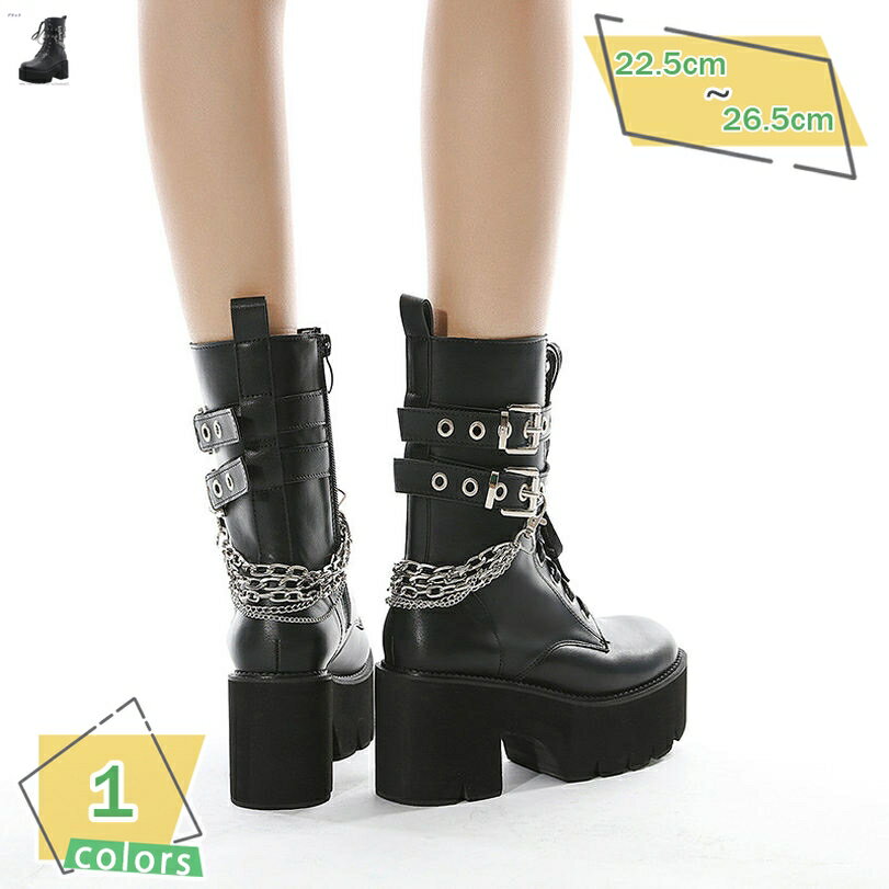 1000円OFFクーポン ヒール9cm 美脚ブーツ 編み上げ レディース ハイヒール 厚底 ポールダンス キャバブーツ チャンキーヒール 大きいサイズ ベルトバックル 地雷系 袴 アンクルブーツ ブーティー プラットフォーム 卒業式 カジュアル イベント RaogtCYU