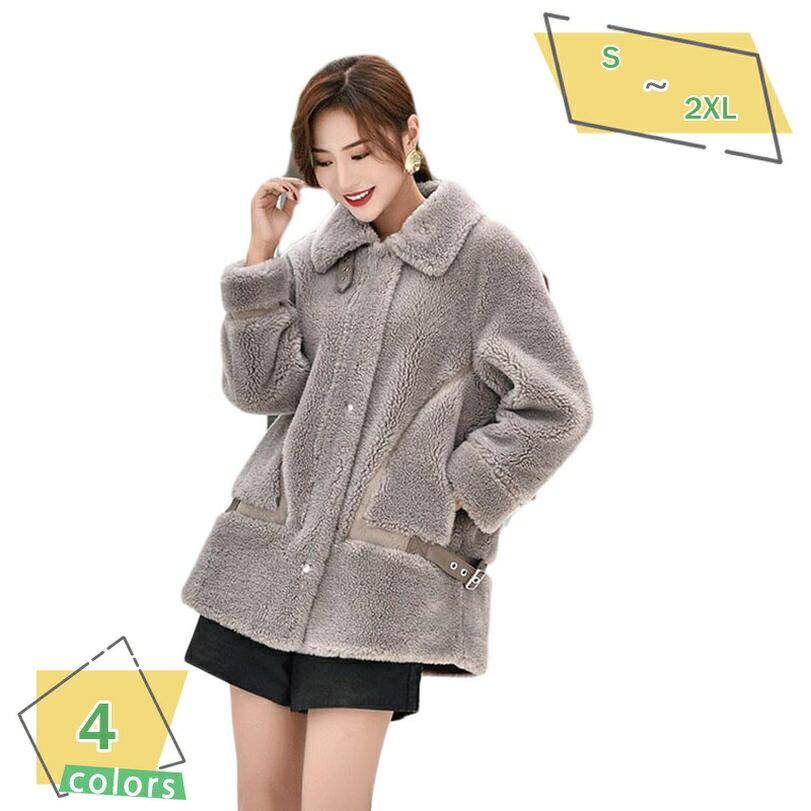 コート レディース ボア ジャケット ゆったり ブルゾン 厚手 ベルト 大きいポケット 可愛い 暖か おしゃれ 体型カバー 保温 アウター 折襟 ハイネック 通勤 お出かけ 防寒対策 冬 ファッション 秋冬 韓国風 デート ボアブルゾン RaogtCYU