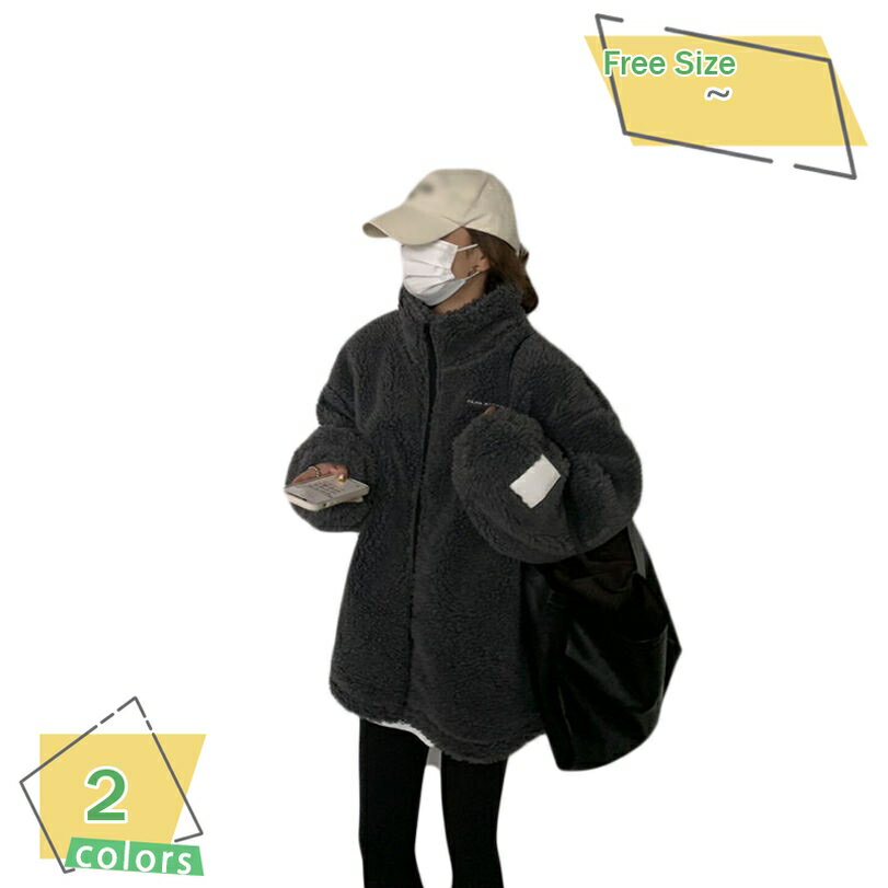 ボアブルゾン 韓国風 ボアジャケット ボアコート 毛皮コート風 ボア ブルゾン ジャケット コート アウター マウンテンパーカー フリースジャケット スタンドブルゾン もこもこ 防寒 ノーカラー レディース カジュアル 秋冬 RaogtCYU