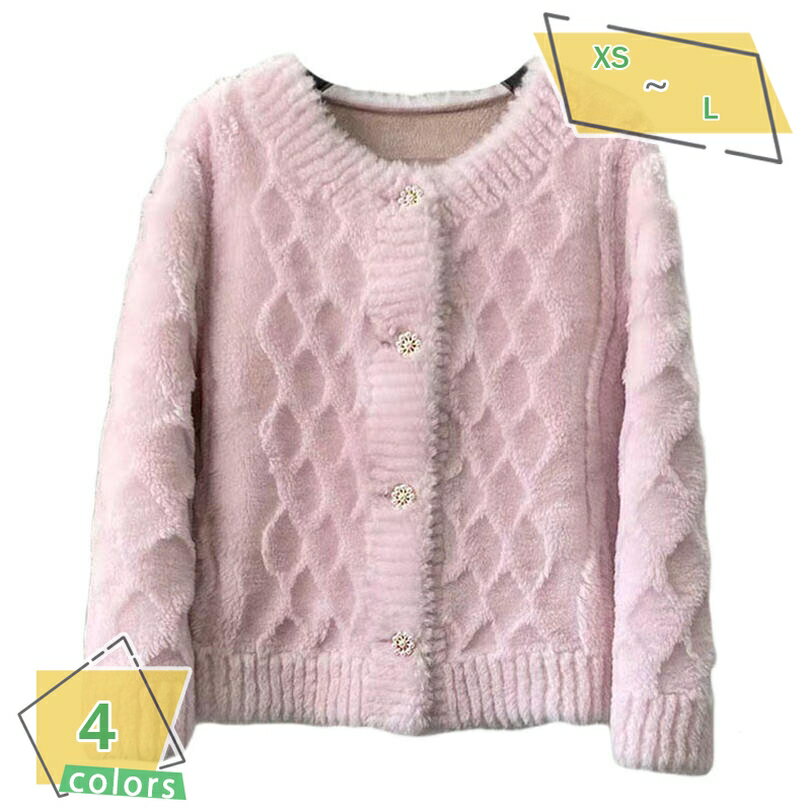 ボアジャケット レディース ボア ブルゾン ノーカラー もこもこ フリースジャケット ボタン アウター カーディガン コート 暖かい 羽織り 上着 長袖 無地 秋冬 ゆったり 体型カバー きれいめ カジュアル ナチュラル 可愛い 冬服 RaogtCYU