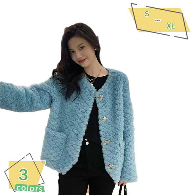 もこもこ フリース ジャケット レディース ボア ジャケット ノーカラー 長袖 大きいサイズ ボタン ゆったり アウター 秋 冬 防寒 開襟 カジュアル 秋冬 ラウンドネック 通勤 お出かけ 防寒対策 冬 ふわふわ 韓国風 ボアブルゾン RaogtCYU