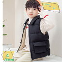 子供服 ノースリーブ ダウンベスト キッズ ベスト 綿 厚手 前開き 防寒 中綿ベスト 春秋冬 ベビー服 カジュアル おしゃれ アウター コート 防寒 用 暖か...