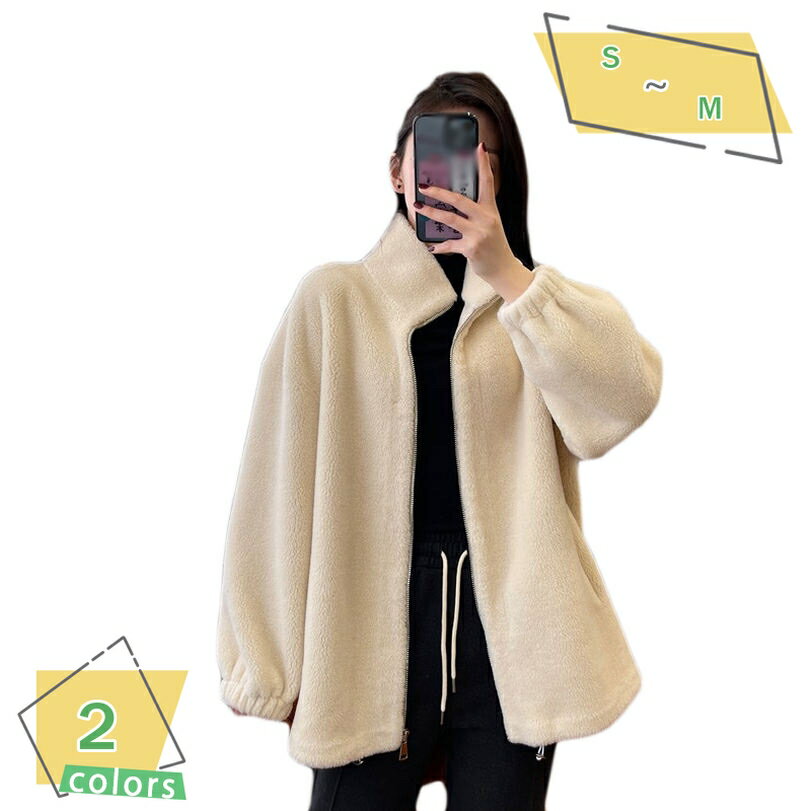 レディース ボアブルゾン ボアジャケット アウター 秋冬 パーカー 純色 無地 スタンドブルゾン グレー ポケット付き 着痩せ フリースジャケット フェイクファー 防寒着 あったか 通学 通勤 デート 韓国風 原宿風 秋冬 ボアコート RaogtCYU