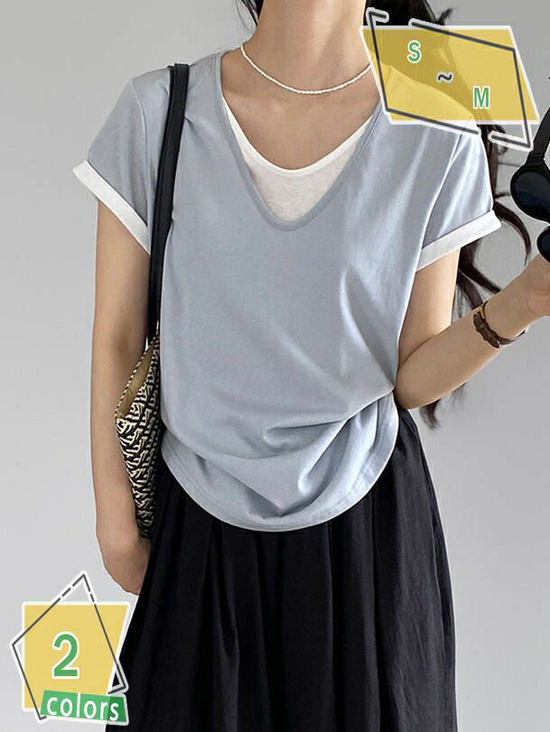 Print - 500円OFFクーポン レディース 半袖 Tシャツ 大人 薄手 インナー 衣装 ゆったり カットソー トップス T シャツ Uネック 無地 着痩せ 夏 ナチュラル 体型カバー 女性 可愛い 着やすい 切り替え コットン カジュアル ファッション おしゃれ RaogtCYU