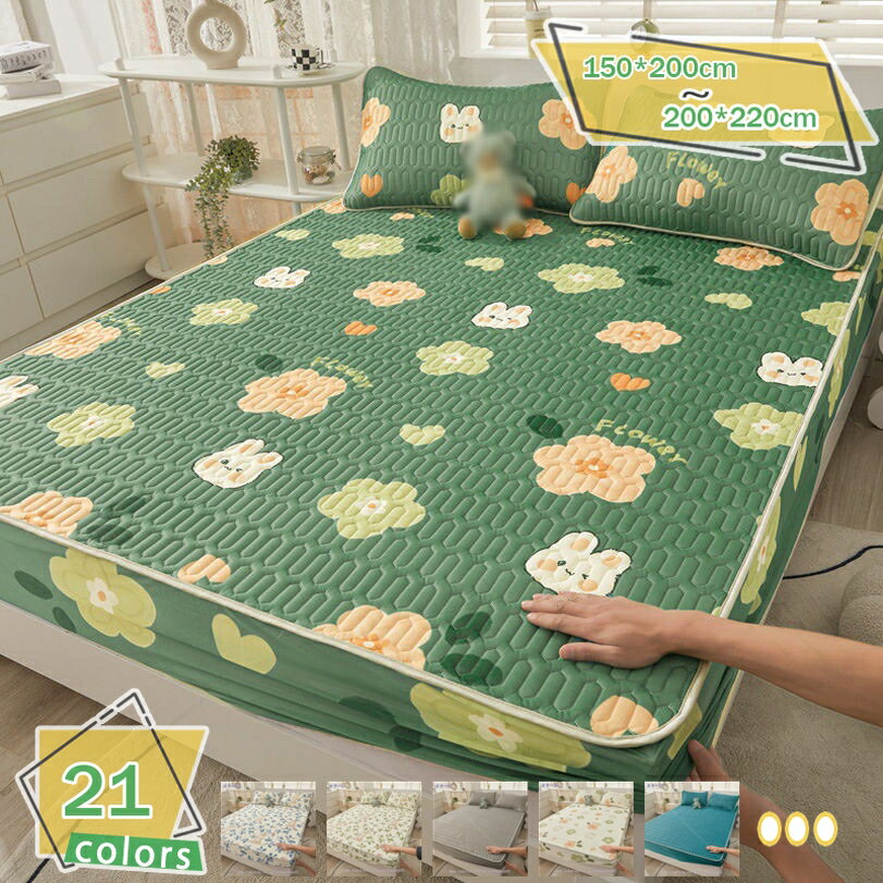 300円OFFクーポン 敷きパッド セミシングル 着脱簡単 シーツパッド コットン100％ お肌に優しい 洗濯機..