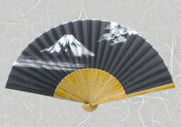 【送料無料】 布扇子 白抜墨絵 ( 松富士 ) 扇子箱付 扇子 富士山 松 和柄 紳士 男性用 メンズ sps