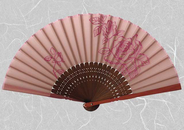 【送料無料】 布扇子 グリッター ( 薔薇 ) 扇子箱付 扇子 女性用 レディス 花柄 ばら バラ キラキラ ラメ ピンクのサムネイル