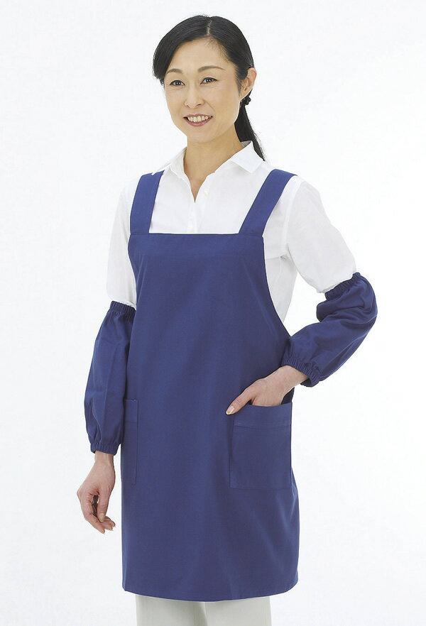 【フリーサイズ】防炎エプロン ブルー