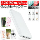 【期間限定特価】3A高速充電&Type-C両方向対応★今だけ980円!モバイルバッテリー12000mAh 大容量 軽量 3A急速充電 3台同時充電可能 2USB...