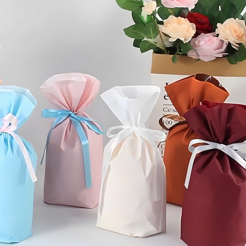 ラッピング 袋 巾着 梨地 ギフト袋SMLラッピング専用袋プレゼント用袋 ギフトラッピング 誕生日ラッピング 結婚祝い オシャレラッピング ギフトセット 便利なラッピング袋巾着 底マチ リボン ギフト 記念日 プレゼント 贈り物 クリスマスプレゼント