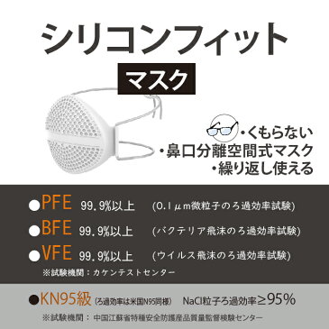 SaiEL シリコンフィットマスク　PFE　VFE BFE KN95認証　フィルター1枚付き　鼻口分離空間式　繰り返し使える　メガネくもらない　風邪 ウイルス飛沫 洗える（お一人様5点迄）4月17日入荷済み　在庫有り