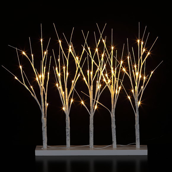 送料無料 クリスマス5連ホワイトブランチツリー 防滴仕様 白樺風 イルミネーション LEDライト 25410 店..