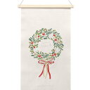 クリスマス刺繍タペストリー リース Lサイズ 1529-A 壁掛け アレンジメント おしゃれ かわいい インテリア 店舗装飾 玄関 リビング 飾り デコレーション 2