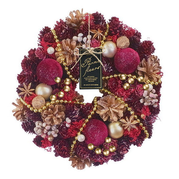 クリスマス ナチュラルリース ロイヤル リーガルレッド 25cm Mサイズ 1685B クリスマスリース 壁飾り 玄関 人気 豪華 かわいい おしゃれ お洒落 可愛い ギフト プレゼント 天然素材 飾り