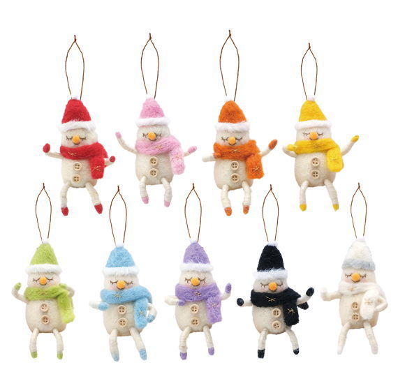 クリスマス 羊毛フェルトオーナメント S 推しカラースノーマン 9個セット CM1525s オーナメント 置物 飾り ゆきだるま　ストラップ ライブ 推し活 Snow Man かわいい