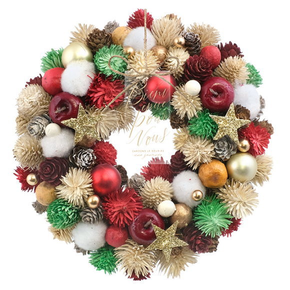 クリスマス ナチュラルリース オールドファッションドホリデーポップ 24cm Mサイズ 1619B クリスマスリ..