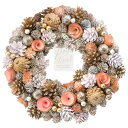 クリスマス ナチュラルリース L ピンクゴールド 1633A クリスマスリース 壁飾り 玄関 人気 豪華 大きい かわいい おしゃれ お洒落 可愛い ギフト プレゼント 天然素材 飾り(4)