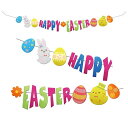 　HAPPY EASTER FELT BIG GARLAND フェルトガーランド　ハッピーイースター イースターとは、欧米などのキリスト教圏では、イエス・キリストの復活を祝うお祭りとされ、 春の訪れを祝うお祭りとしても広く親しまれています。 全国のテーマパークでも年々盛り上がりを見せています！ クリスマス、バレンタイン、ハロウィンに続く「第4のイベント」として今大注目★ フェルト素材できたキュートなガーランドです。 デザインがポップで楽しい気分になるデザインです。 お部屋や玄関の壁に飾るだけで、イースターの雰囲気がアップ♪ イースターパーティーを盛り上げてくれます。 サイズ 幅135 cm×高さ13 cm×厚さ5 mm ※こちらの商品は10個セットでの販売となります。