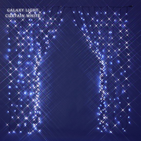 ギャラクシーカーテンライト 400球 ホワイト 200cm×190cm 自動点滅 防滴仕様 T-3864 クリスマスイルミネーション 壁面 電飾 エントランス 入口 店舗 冬 ウィンター ディスプレイ イベント