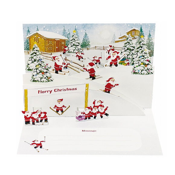 クリスマス ミニサンタポップアップカード XC-125029 アートプリントジャパン クリスマスカード 封筒付き 飛び出す 立体 メッセージカード クリスマス飾り 冬 人気 ギフト お洒落 豪華 大人 子ども プレゼント おしゃれ christmas card