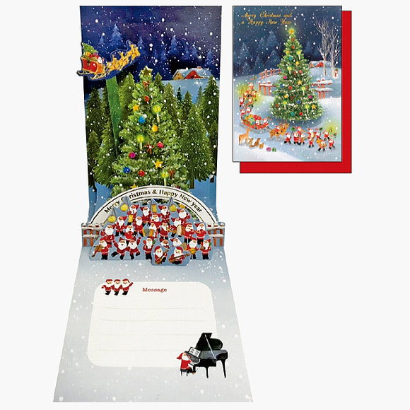 クリスマス ミニサンタポップアップカード XC-125168 アートプリントジャパン クリスマスカード 封筒付き 立体 飛び出す メッセージカード クリスマス飾り 冬 人気 ギフト お洒落 豪華 大人 子ども プレゼント おしゃれ christmas card