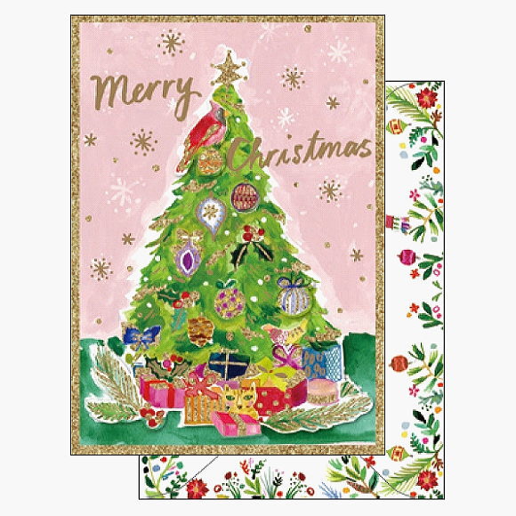クリスマス ハンドメイドグリーティングカード ジェニファーピンク XC-121071 アートプリントジャパン クリスマスカード クリスマス飾り クリスマスツリー サンタ 冬 人気 ギフト お洒落 豪華 大人 子ども プレゼント おしゃれ christmas card