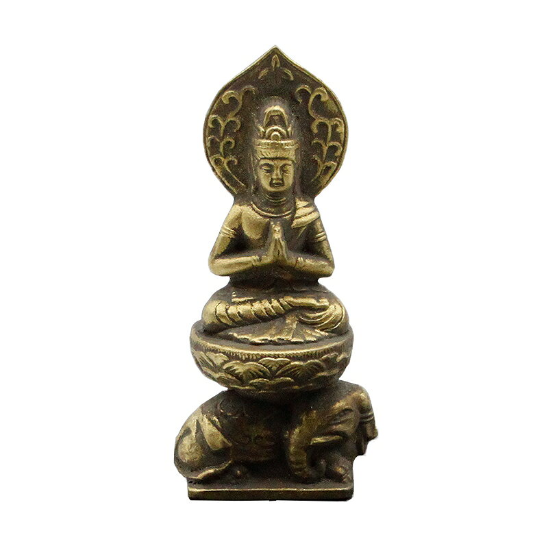 古美金調 普賢菩薩 像(金属製) 仏像祈念セット 最高級 白檀香 (50個入) セット＆石...